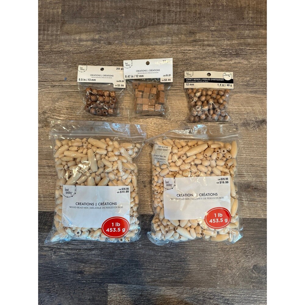 Wood Craft beads lot Craft 2 lbs plus